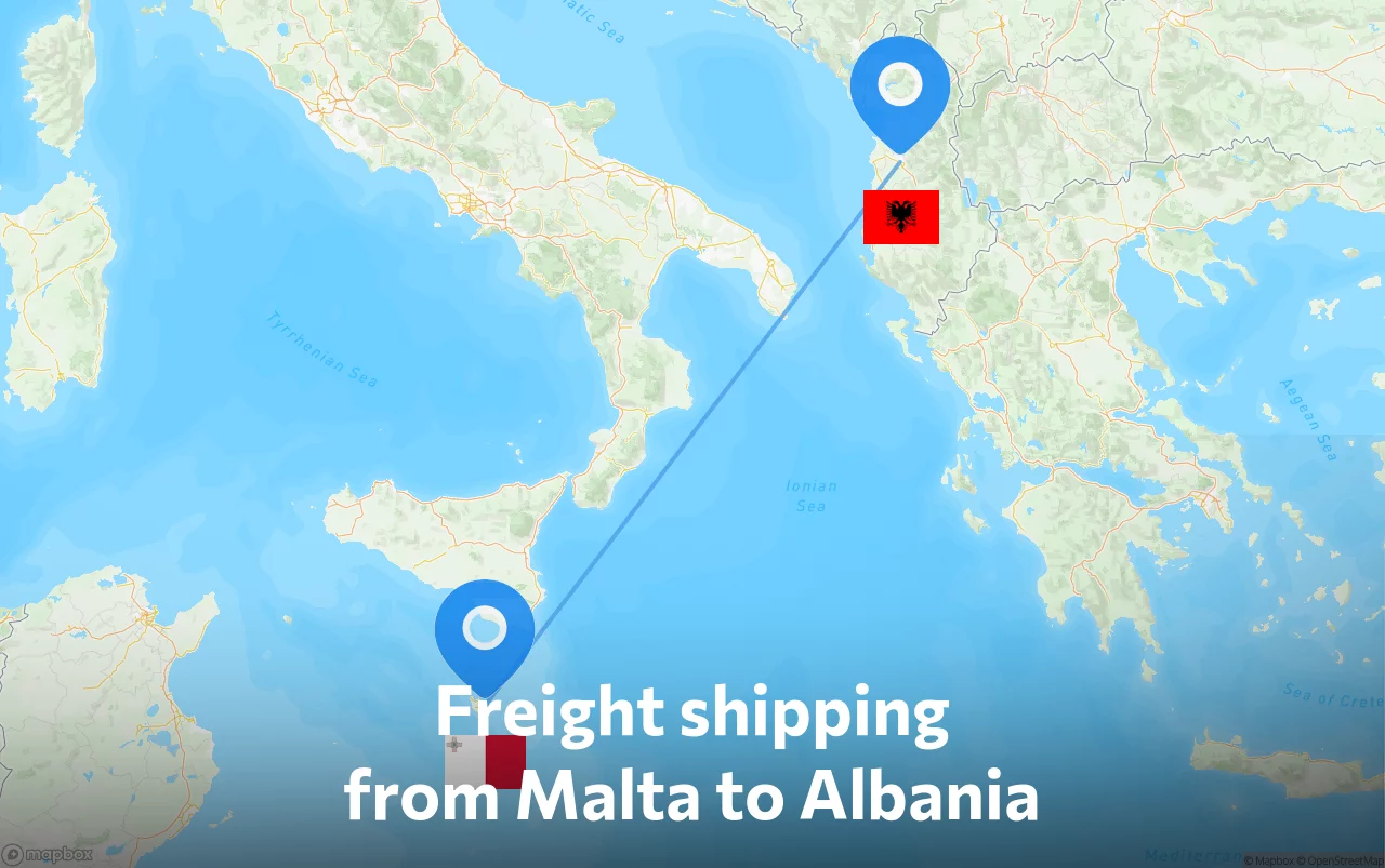 Shipping route from Malta to Albania