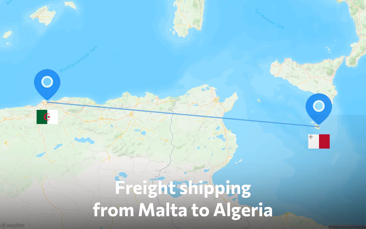 Shipping route from Malta to Algeria