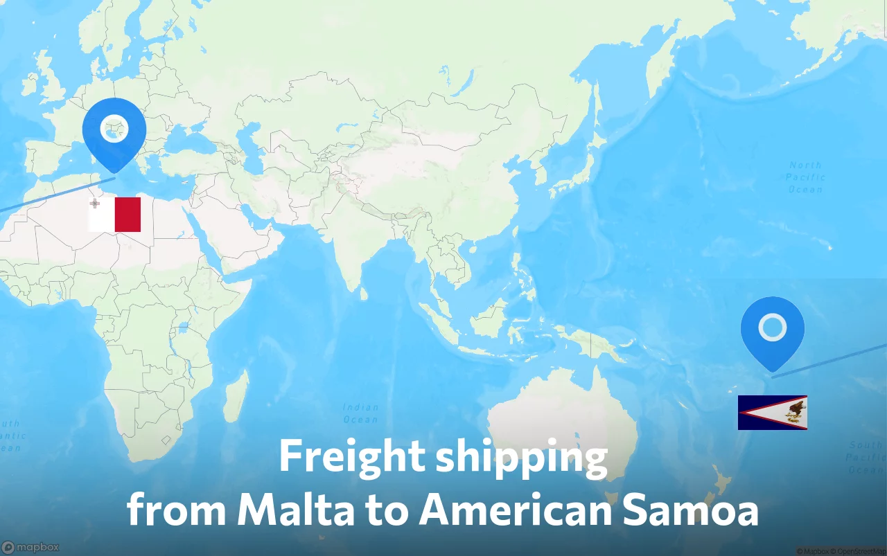 Shipping route from Malta to American Samoa