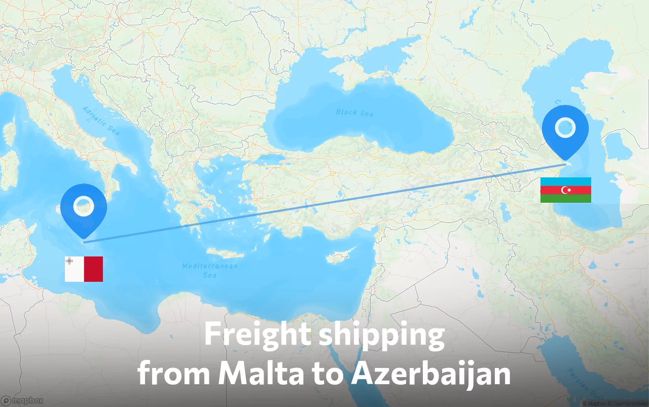 Shipping route from Malta to Azerbaijan