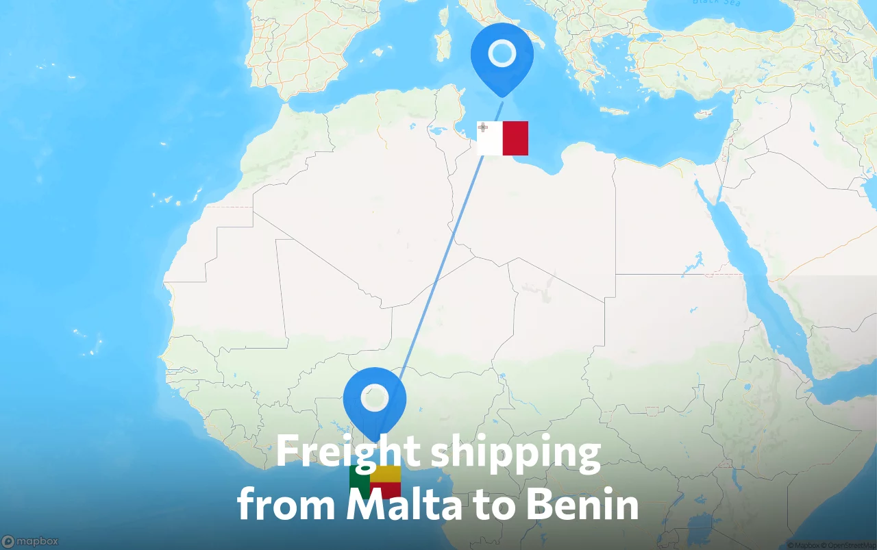 Shipping route from Malta to Benin