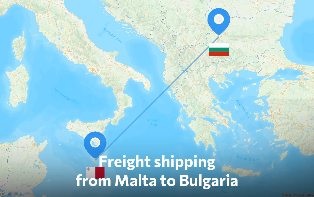 Shipping route from Malta to Bulgaria