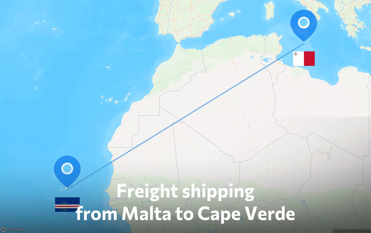 Shipping route from Malta to Cape Verde