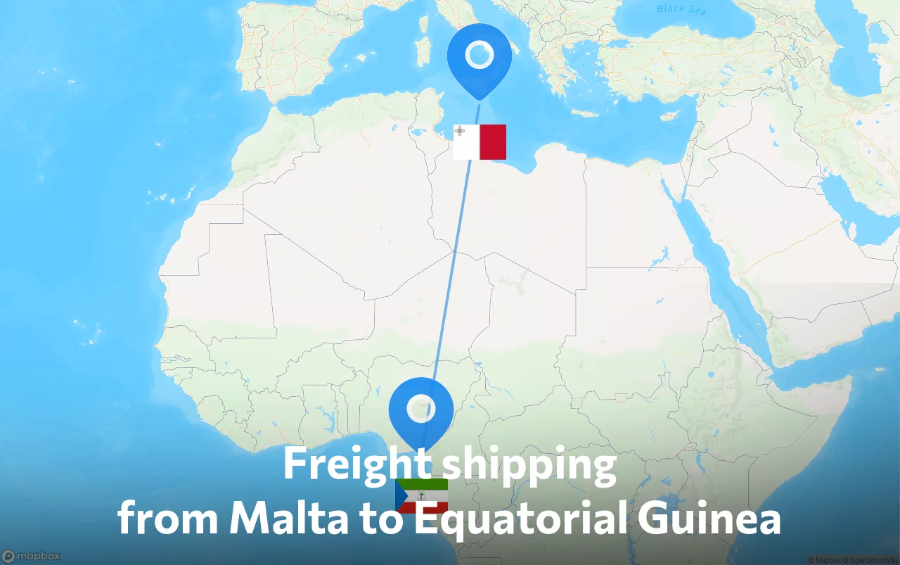 Shipping route from Malta to Equatorial Guinea