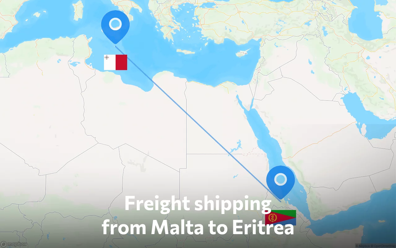 Shipping route from Malta to Eritrea