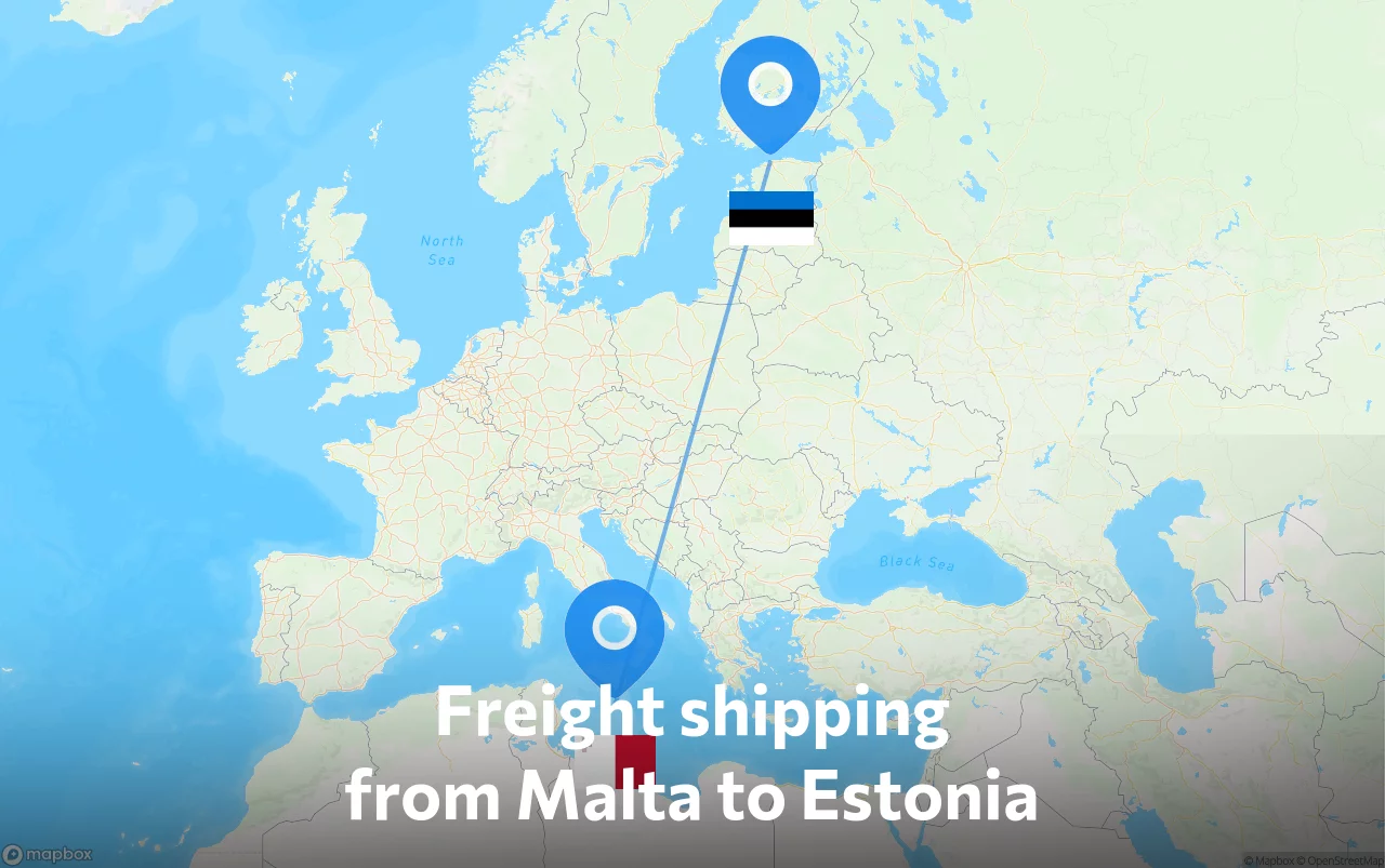 Shipping route from Malta to Estonia