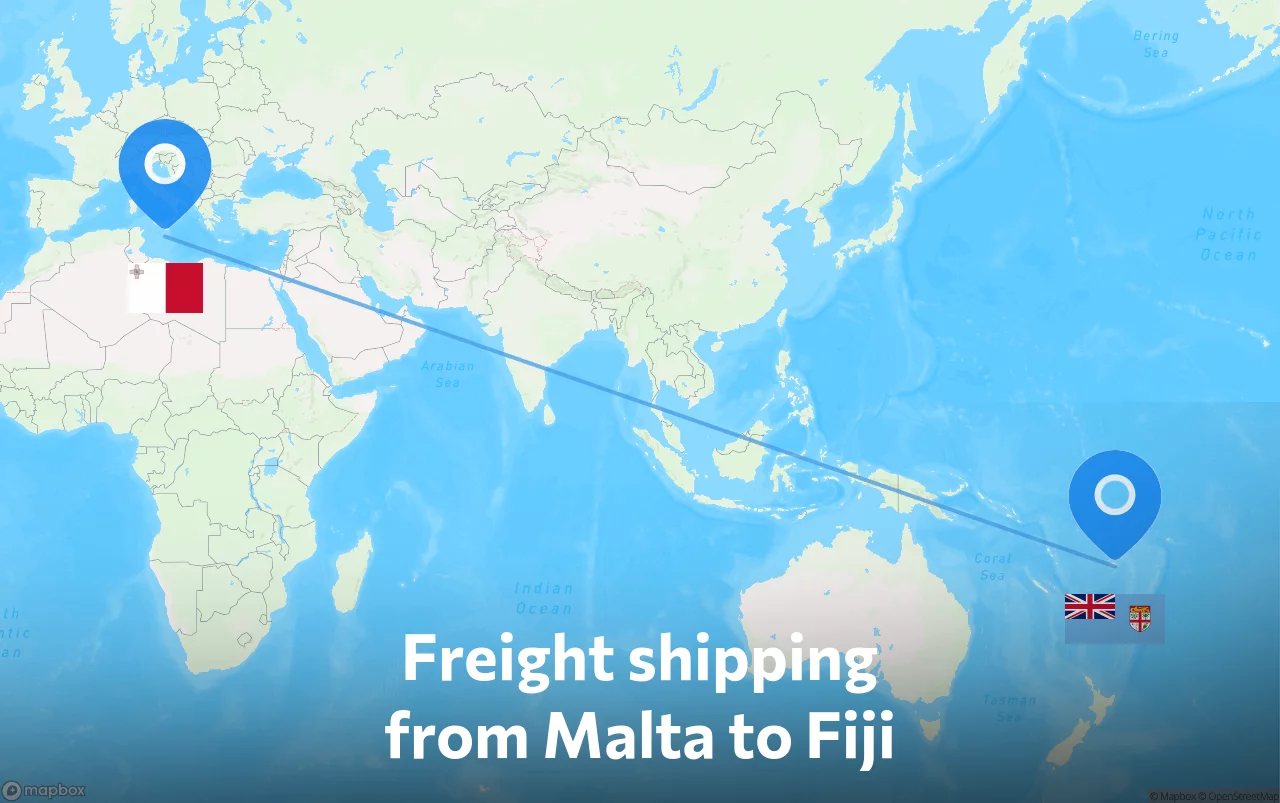 Shipping route from Malta to Fiji