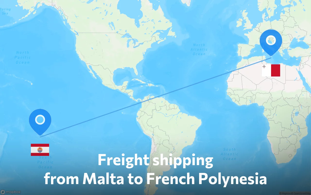 Shipping route from Malta to French Polynesia