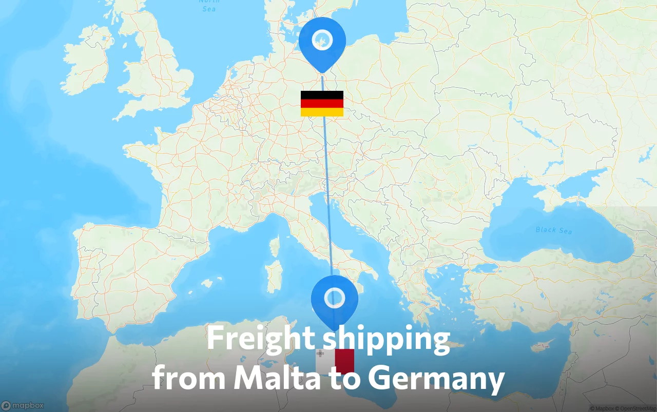 Shipping route from Malta to Germany