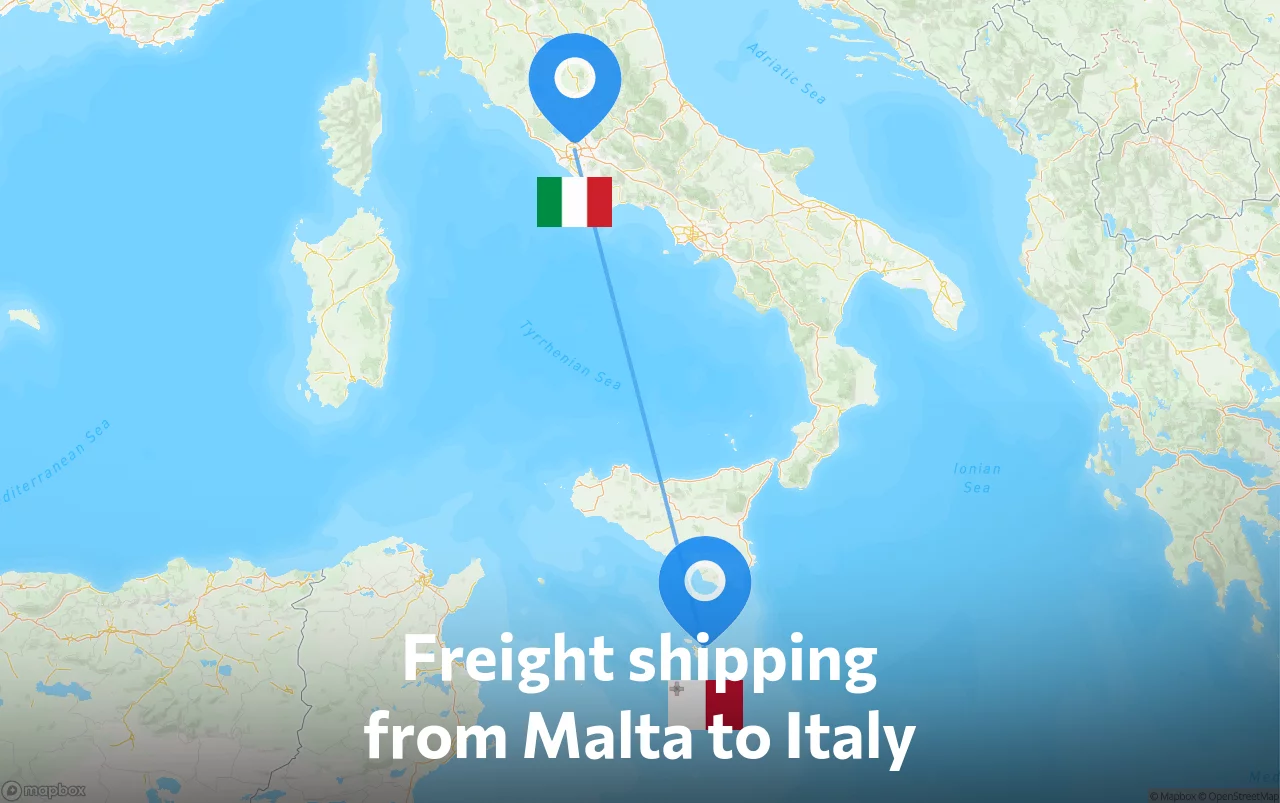 Shipping route from Malta to Italy