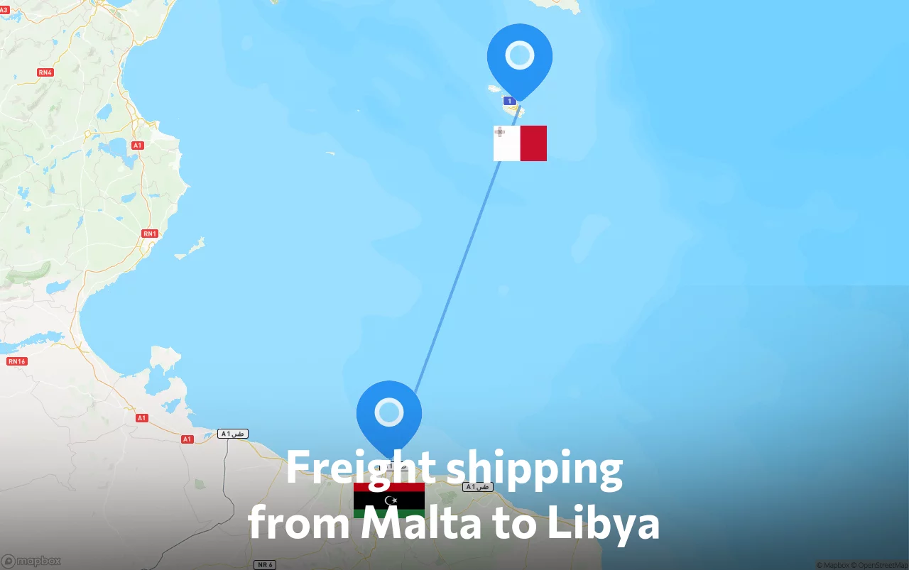 Shipping route from Malta to Libya