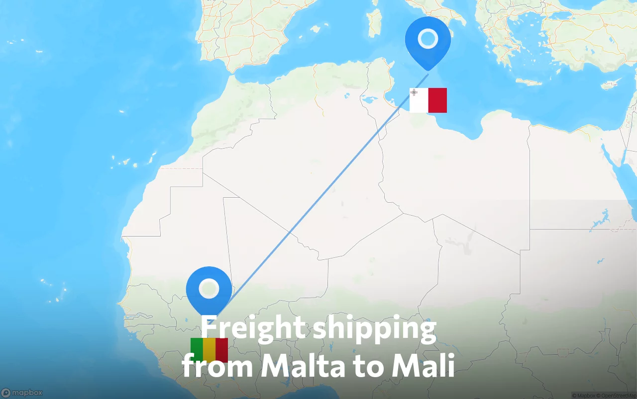 Shipping route from Malta to Mali