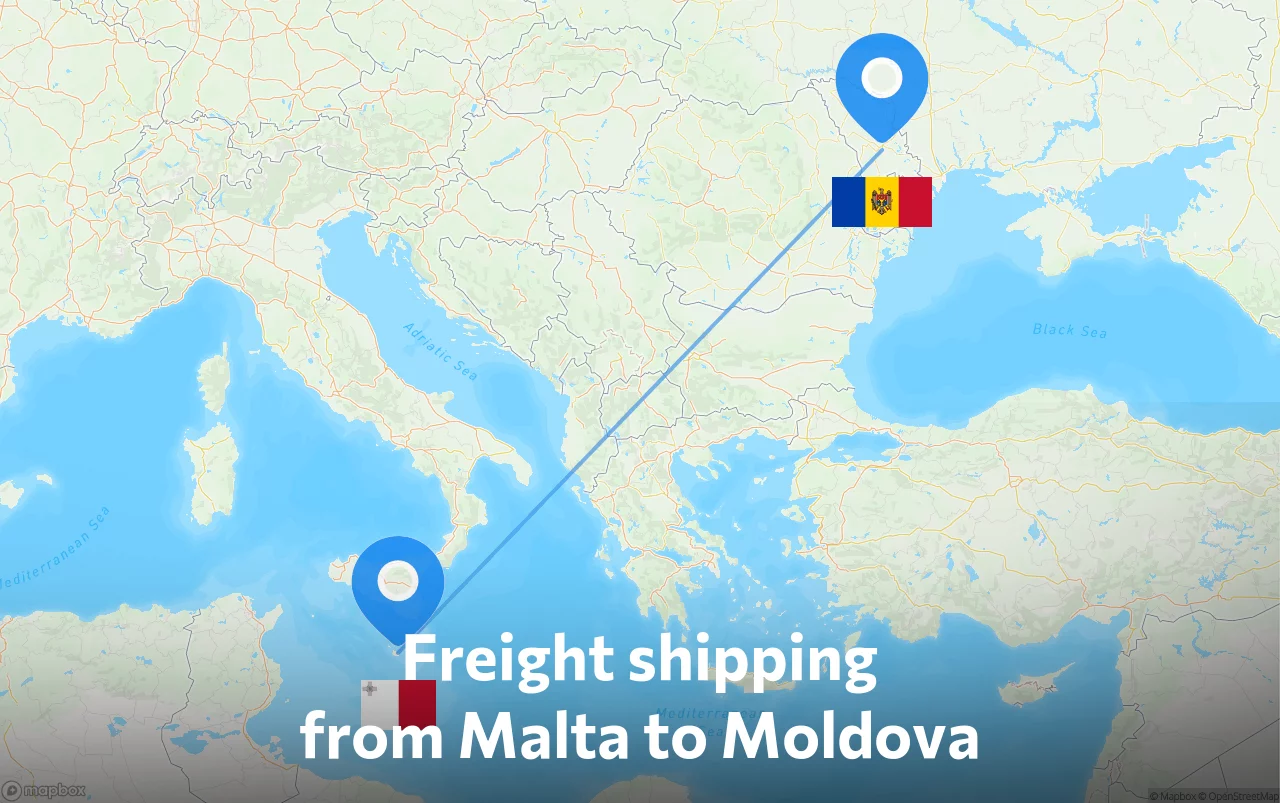 Shipping route from Malta to Moldova