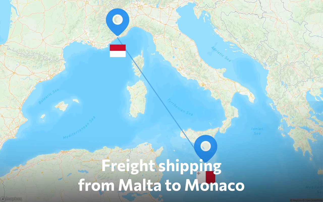 Shipping route from Malta to Monaco
