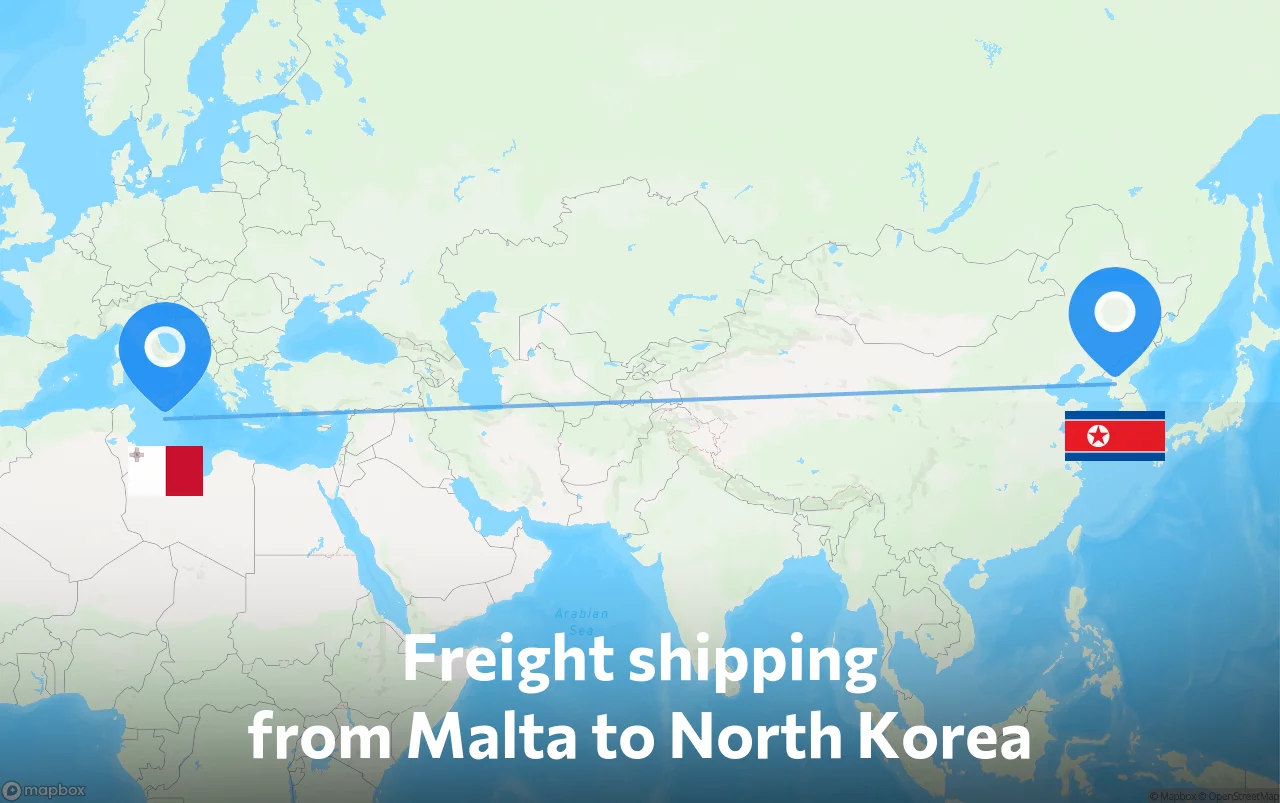 Shipping route from Malta to North Korea