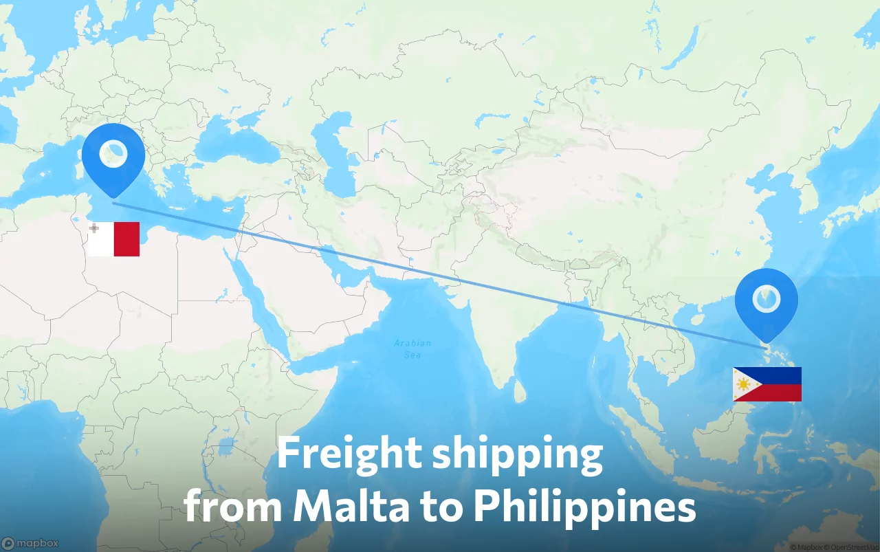 Shipping route from Malta to Philippines