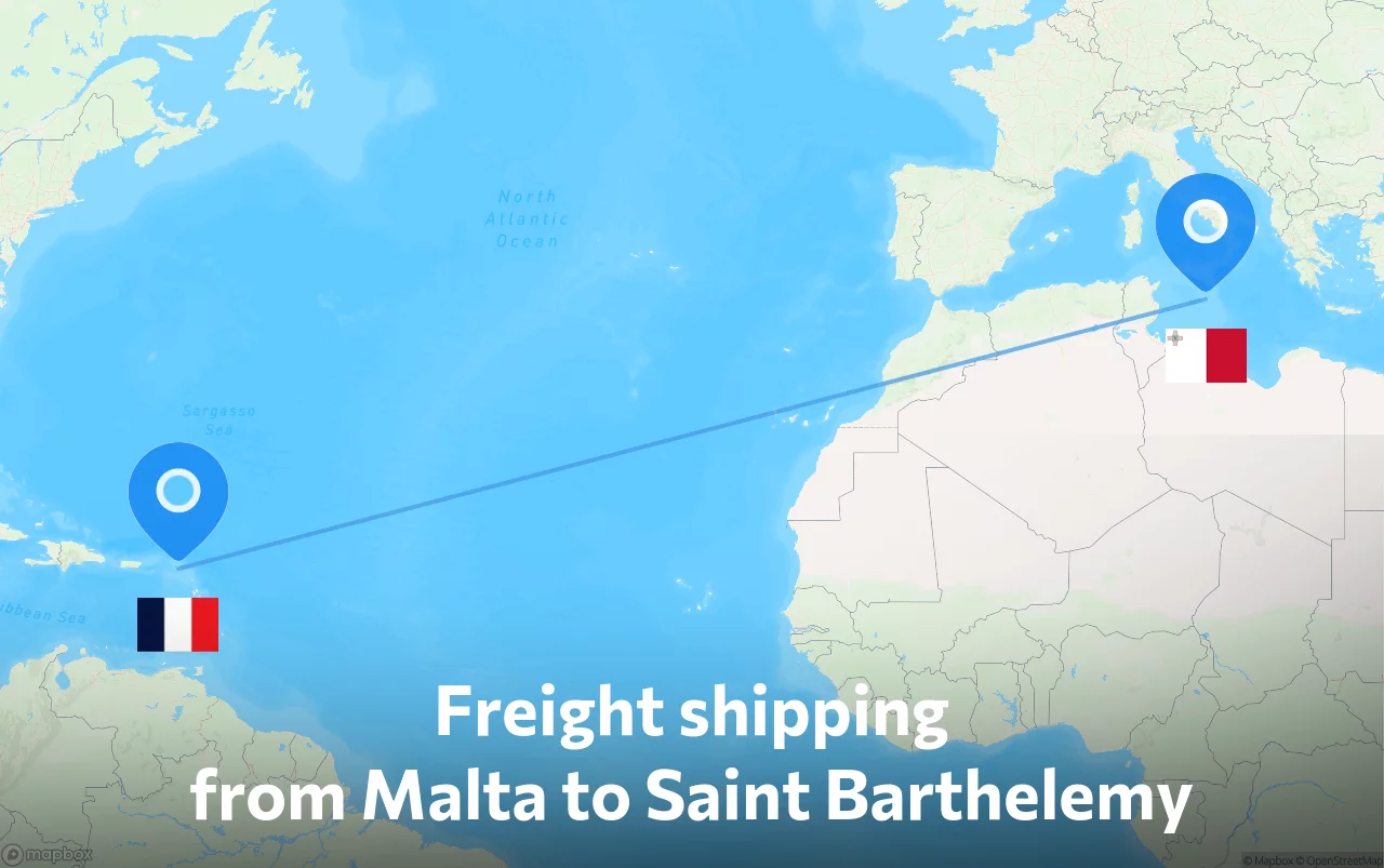 Shipping route from Malta to Saint Barthelemy
