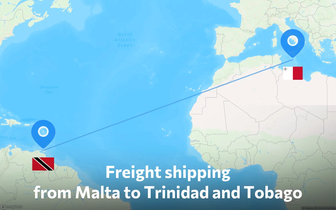 Shipping route from Malta to Trinidad and Tobago