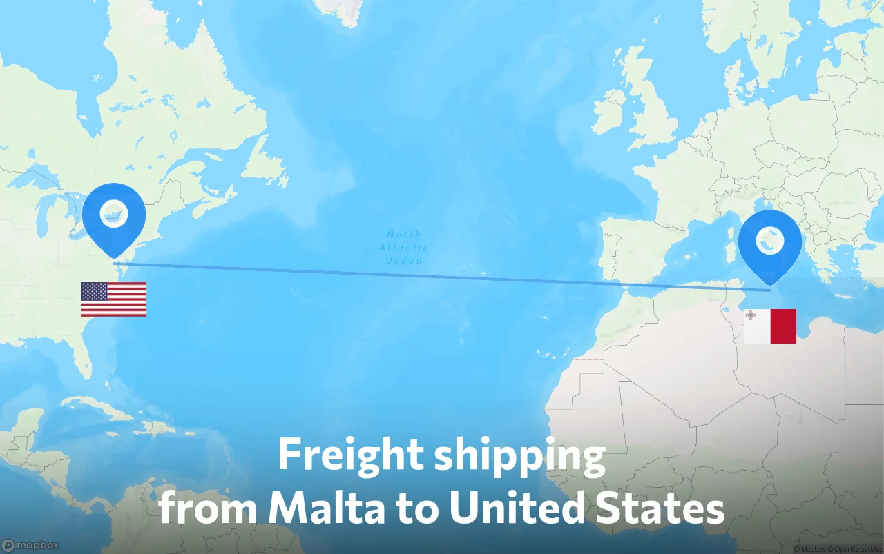 Shipping route from Malta to United States