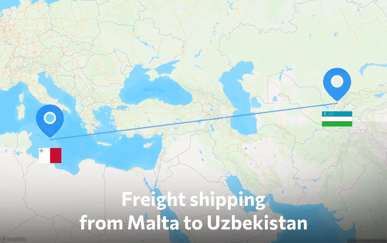 Shipping route from Malta to Uzbekistan