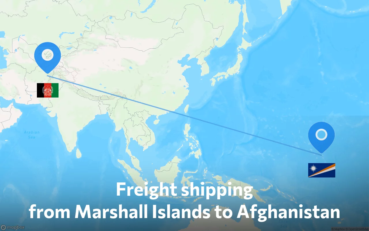 Shipping route from Marshall Islands to Afghanistan