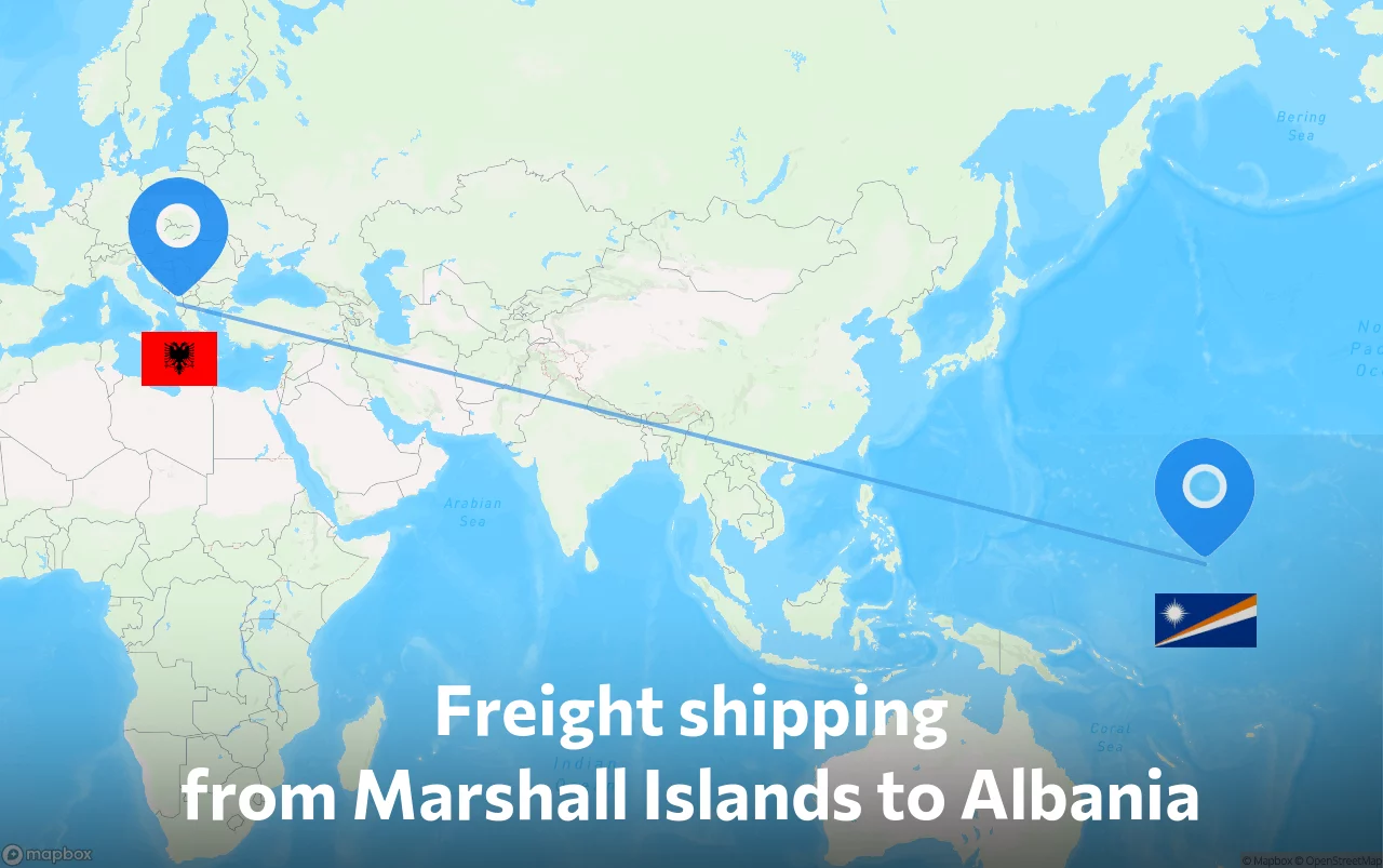 Shipping route from Marshall Islands to Albania