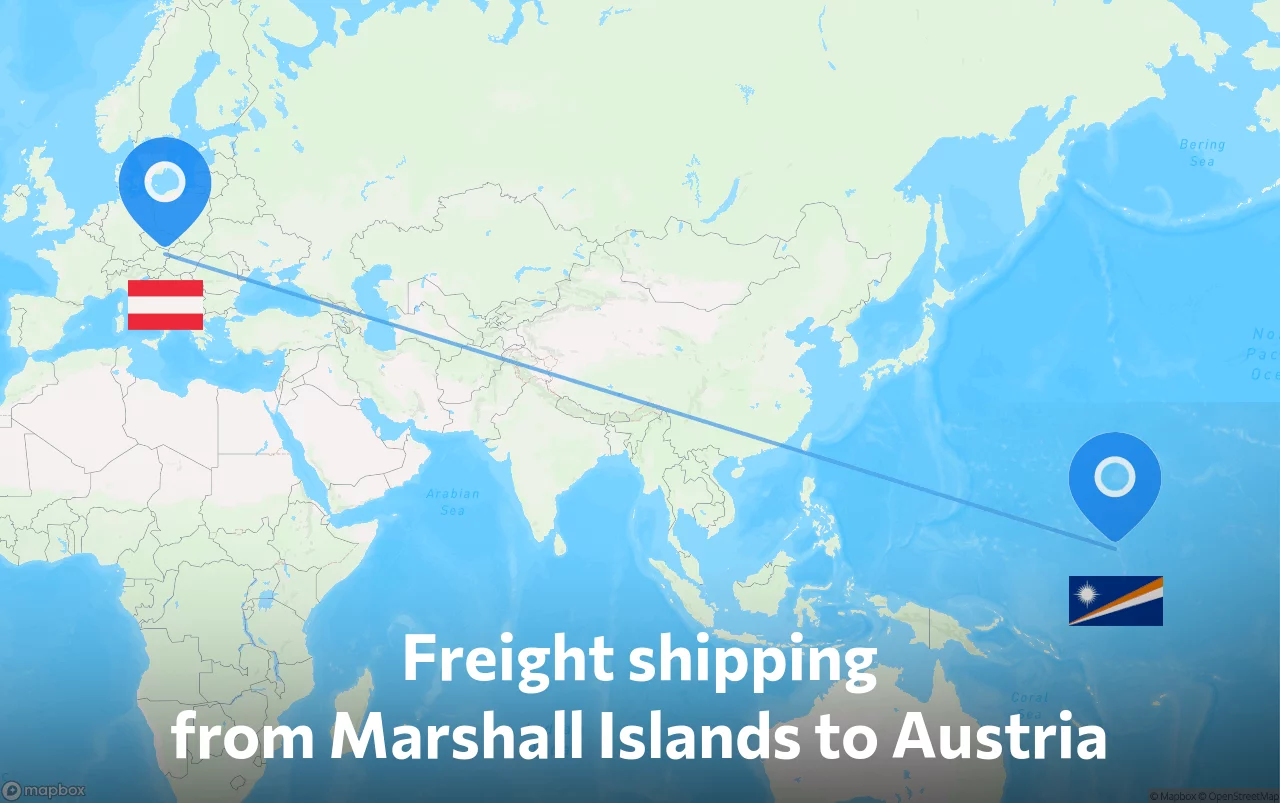 Shipping route from Marshall Islands to Austria