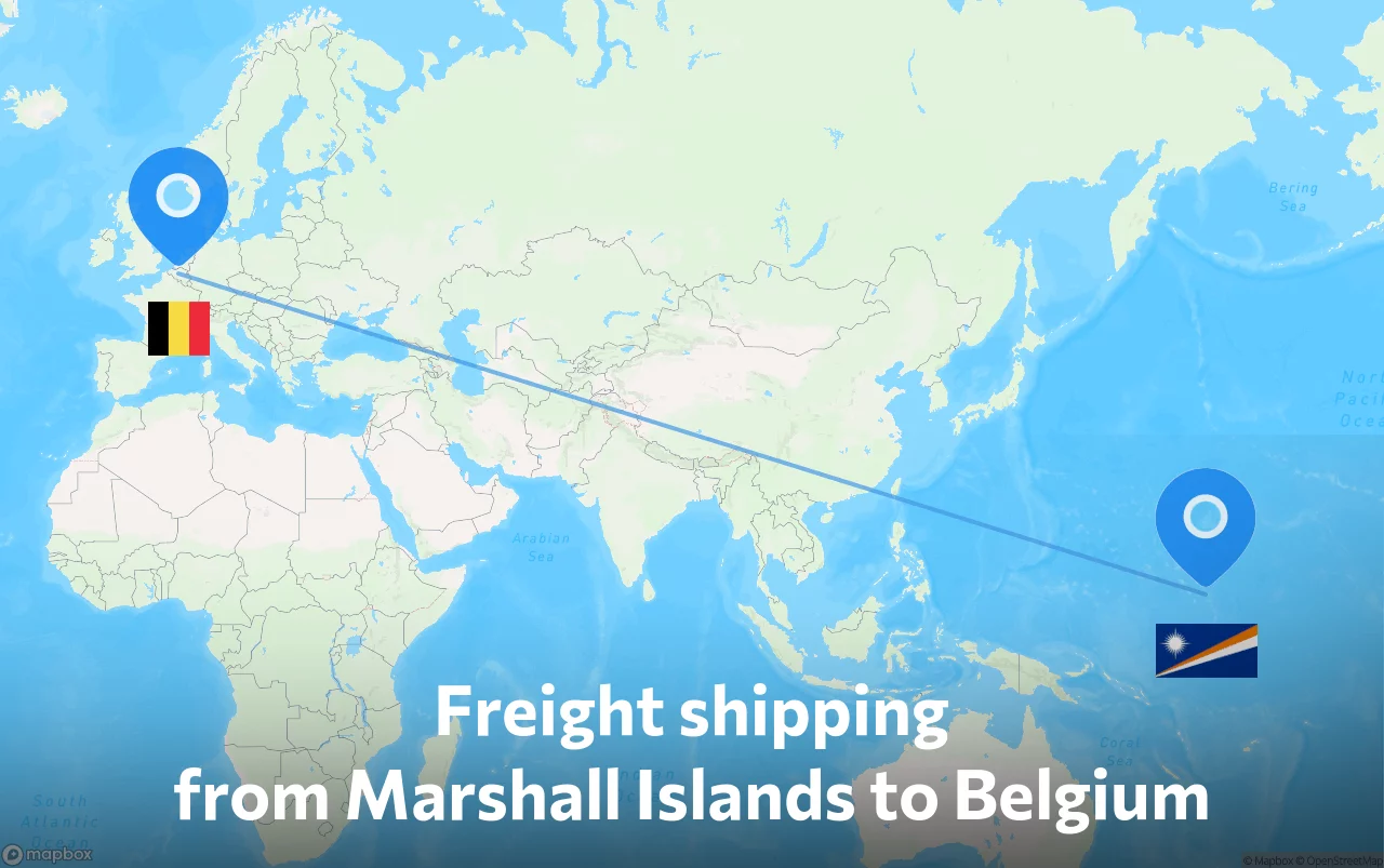 Shipping route from Marshall Islands to Belgium