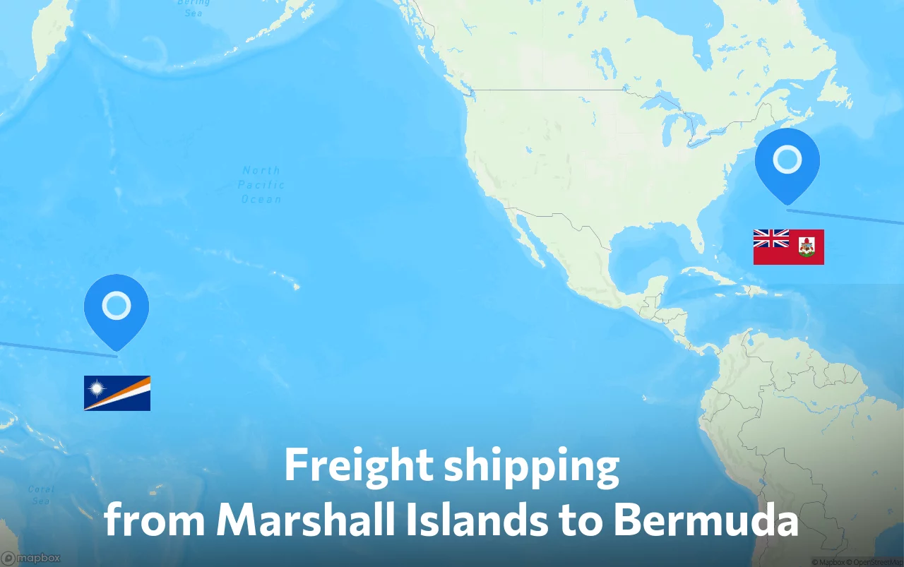 Shipping route from Marshall Islands to Bermuda