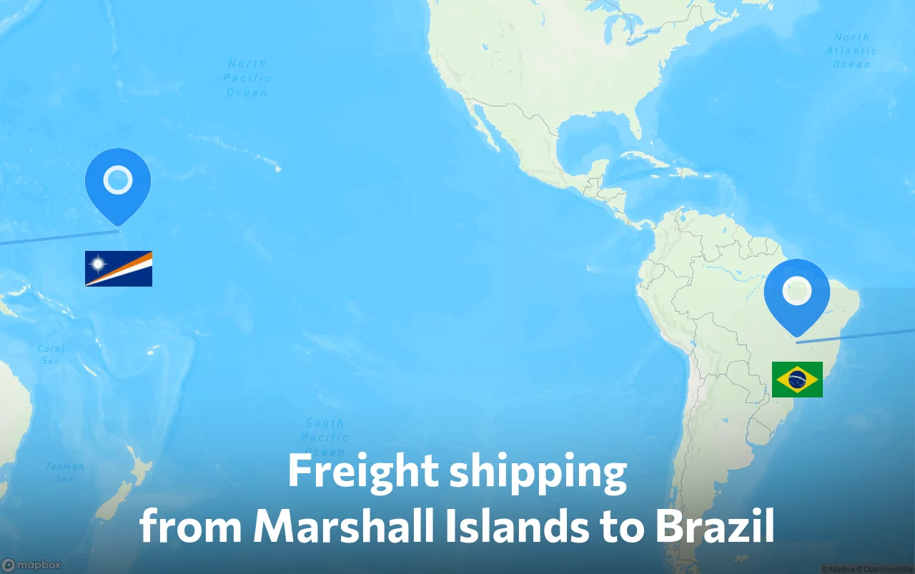Shipping route from Marshall Islands to Brazil