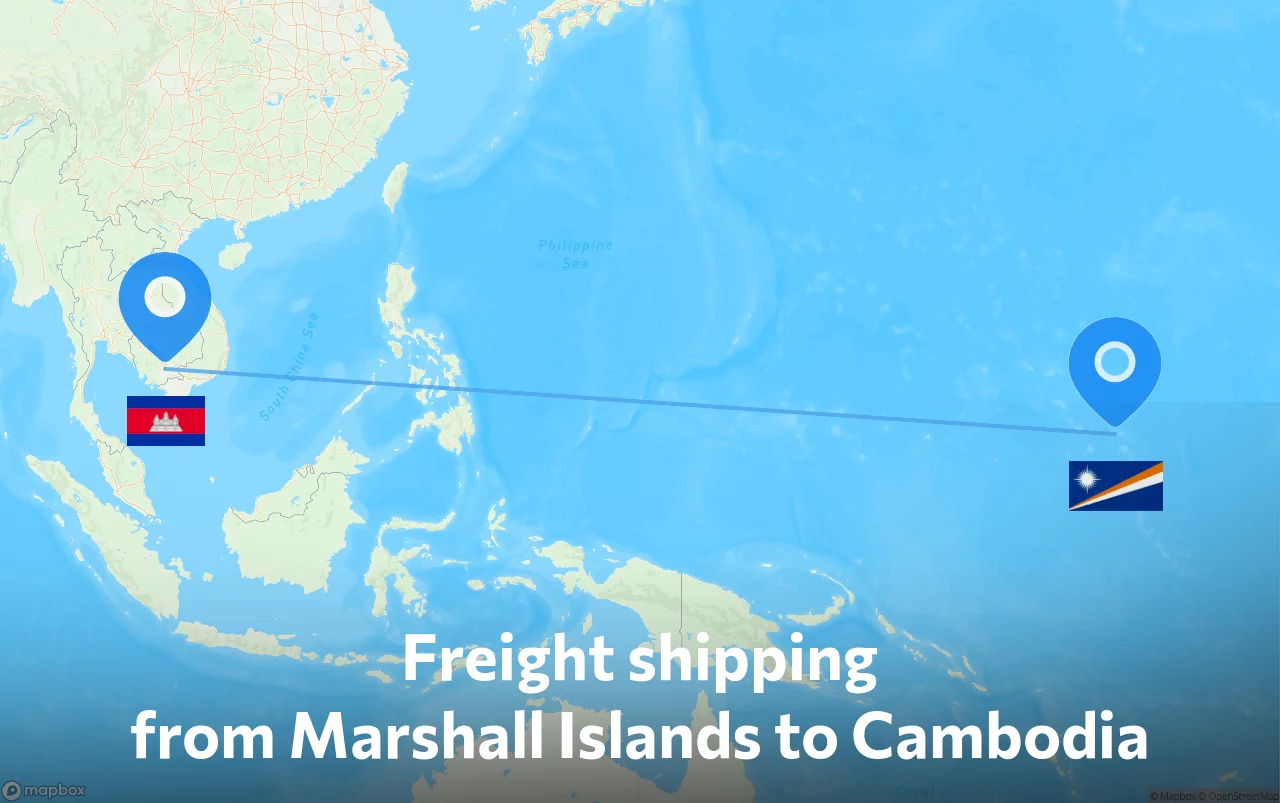 Shipping route from Marshall Islands to Cambodia