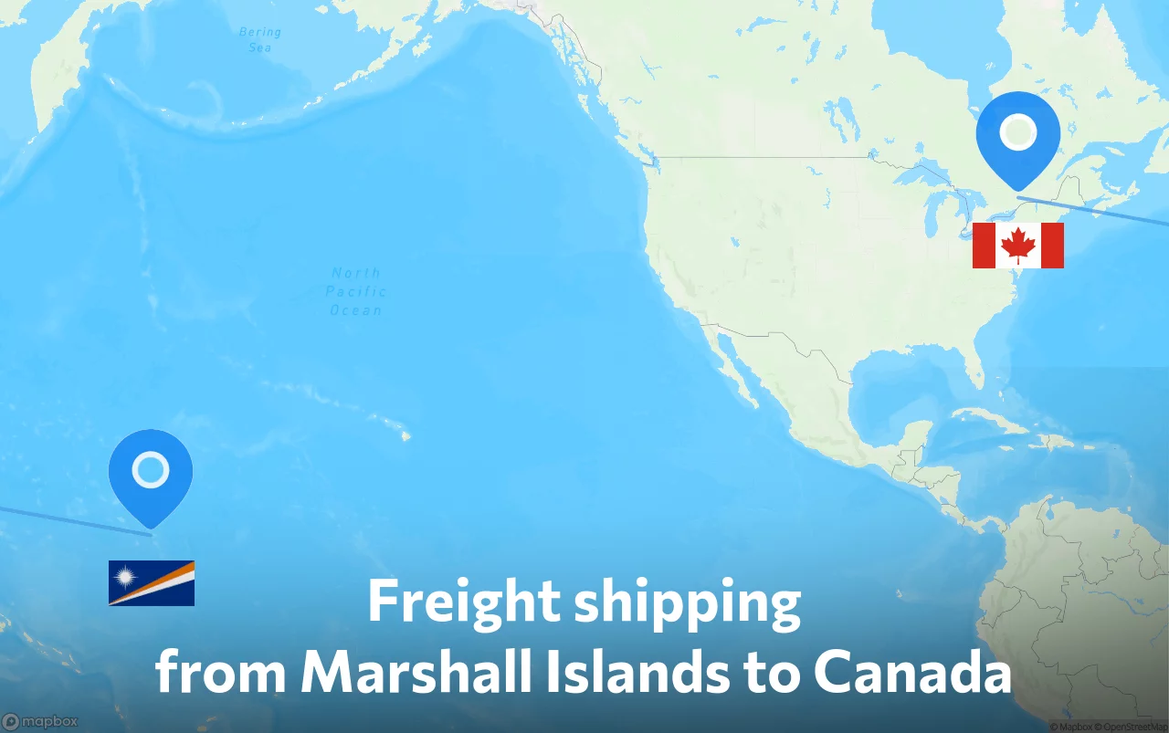 Shipping route from Marshall Islands to Canada