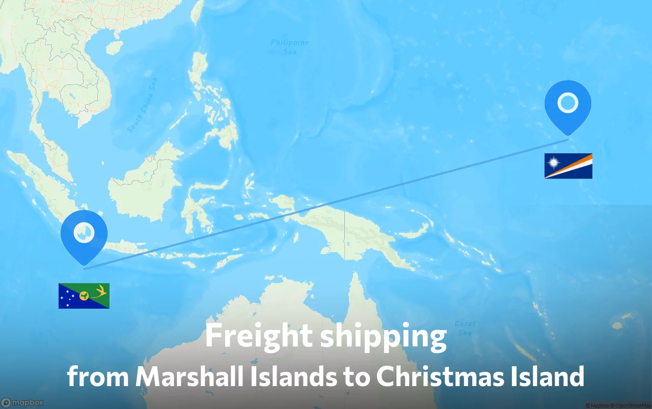 Shipping route from Marshall Islands to Christmas Island
