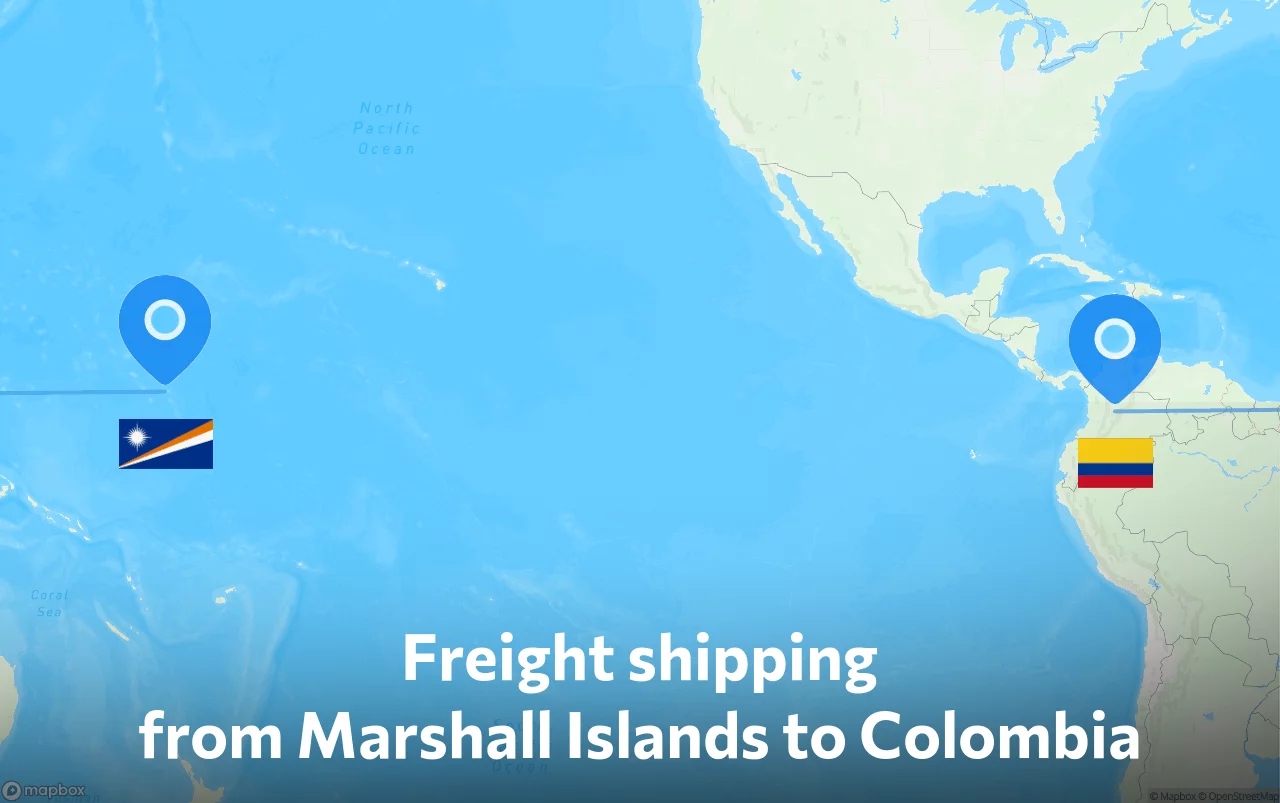 Shipping route from Marshall Islands to Colombia