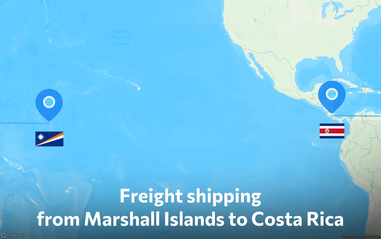 Shipping route from Marshall Islands to Costa Rica