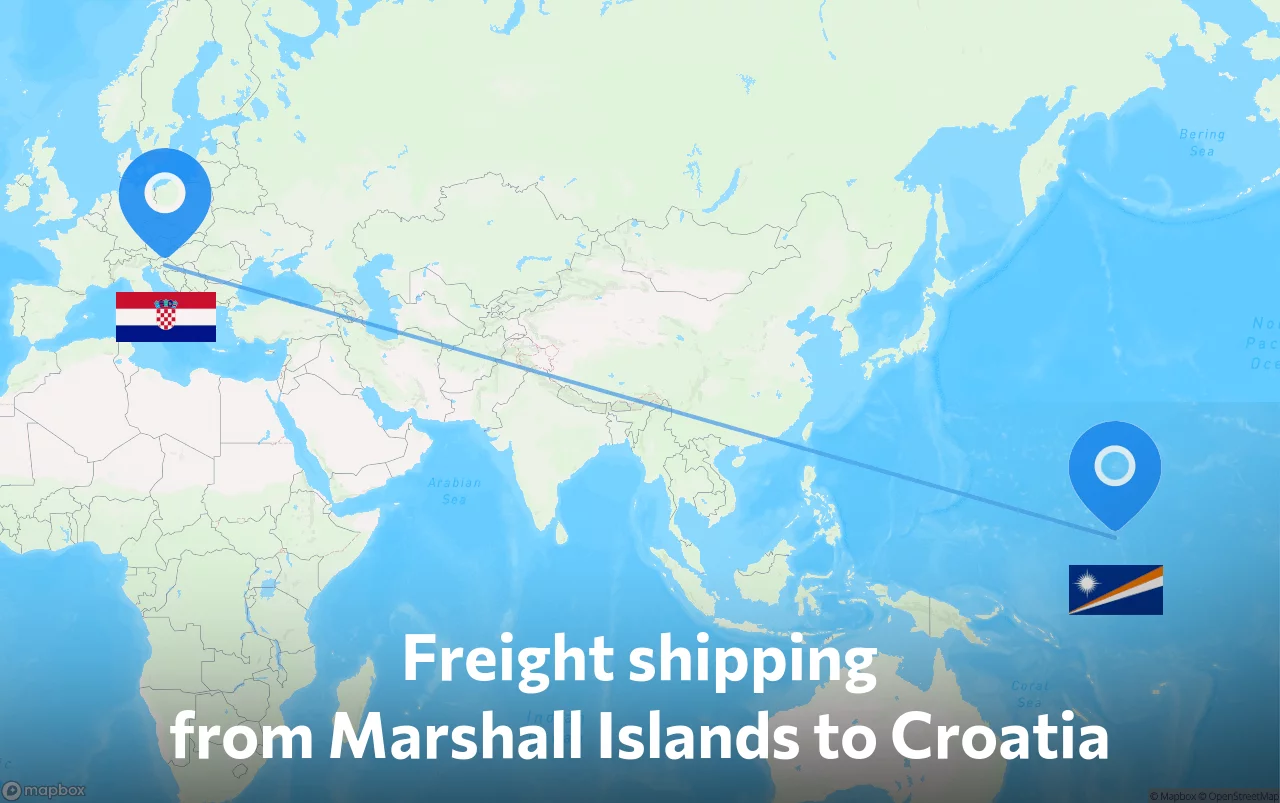 Shipping route from Marshall Islands to Croatia