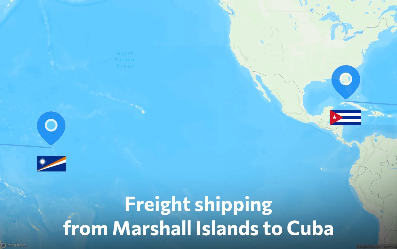 Shipping route from Marshall Islands to Cuba