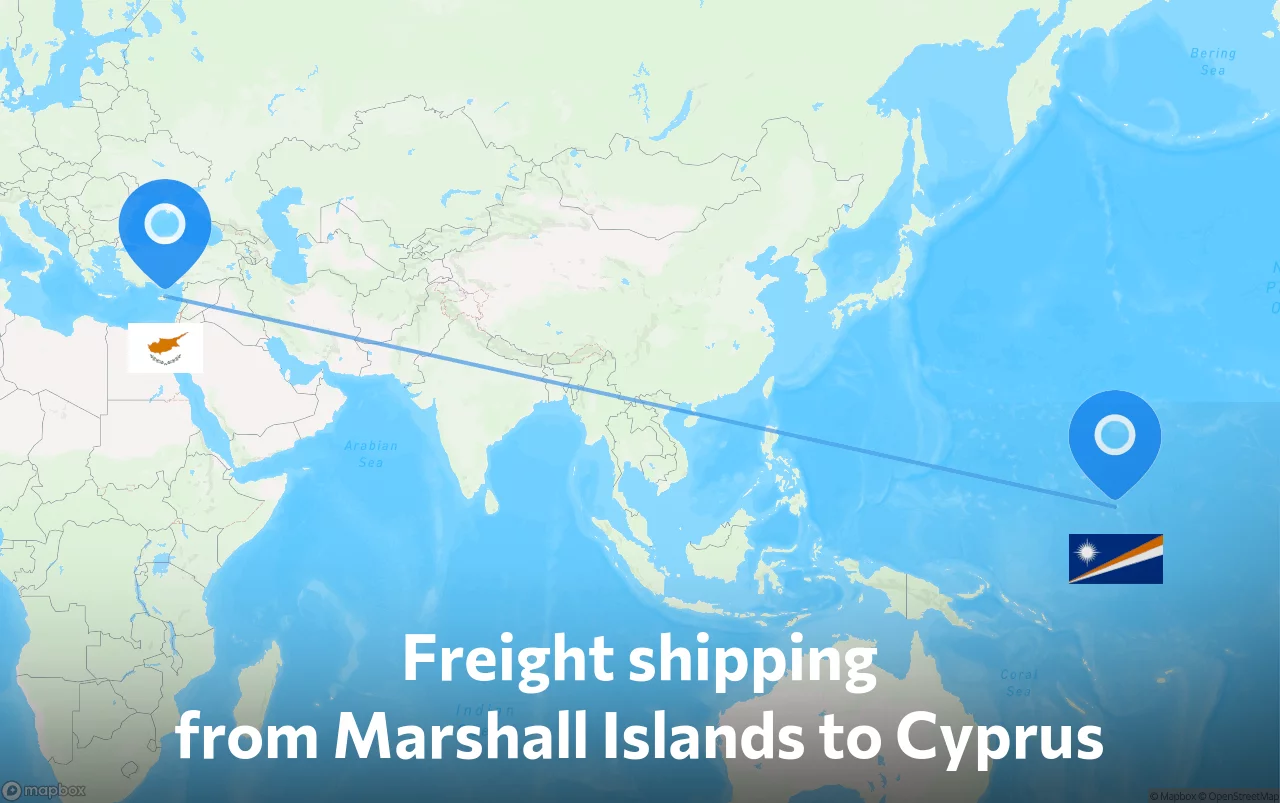 Shipping route from Marshall Islands to Cyprus