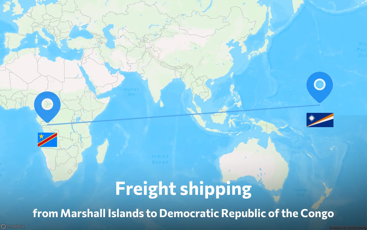 Shipping route from Marshall Islands to Democratic Republic of the Congo