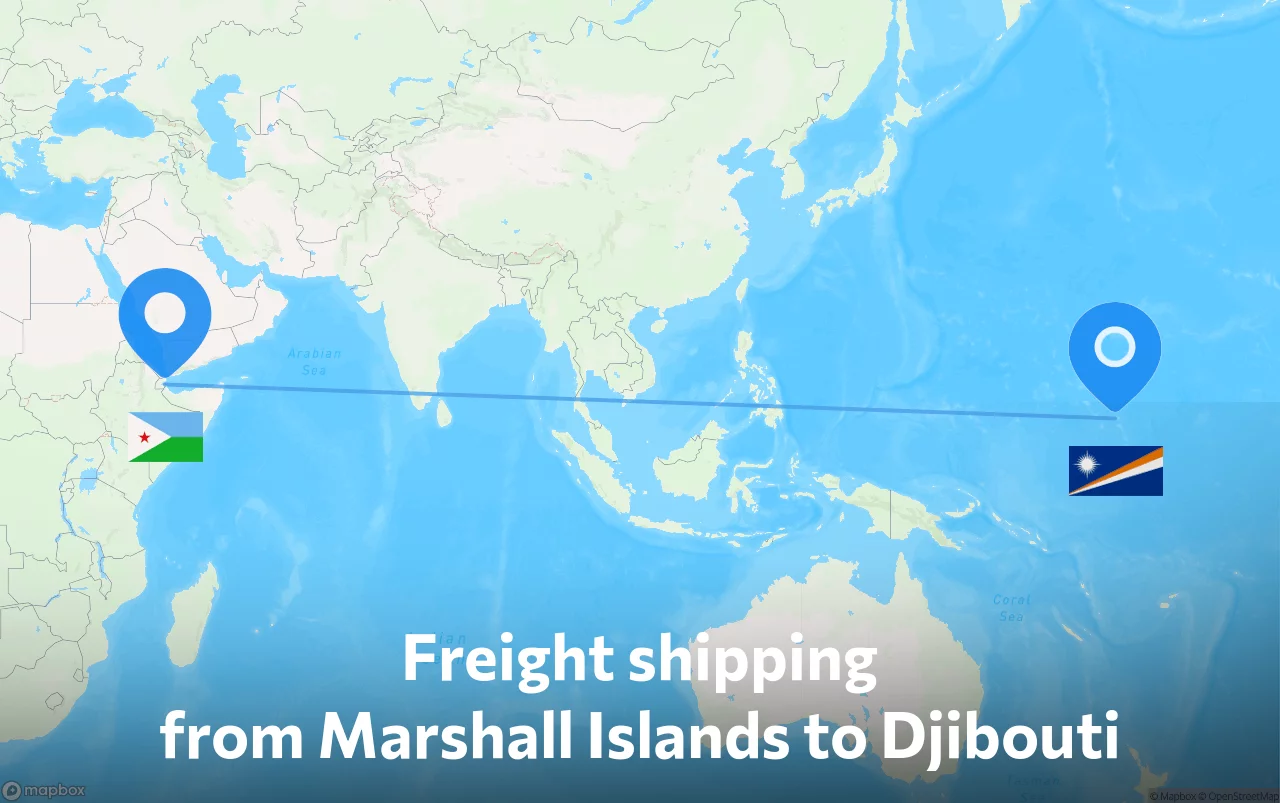 Shipping route from Marshall Islands to Djibouti