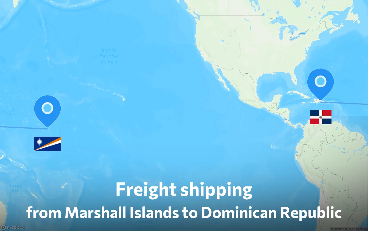Shipping route from Marshall Islands to Dominican Republic