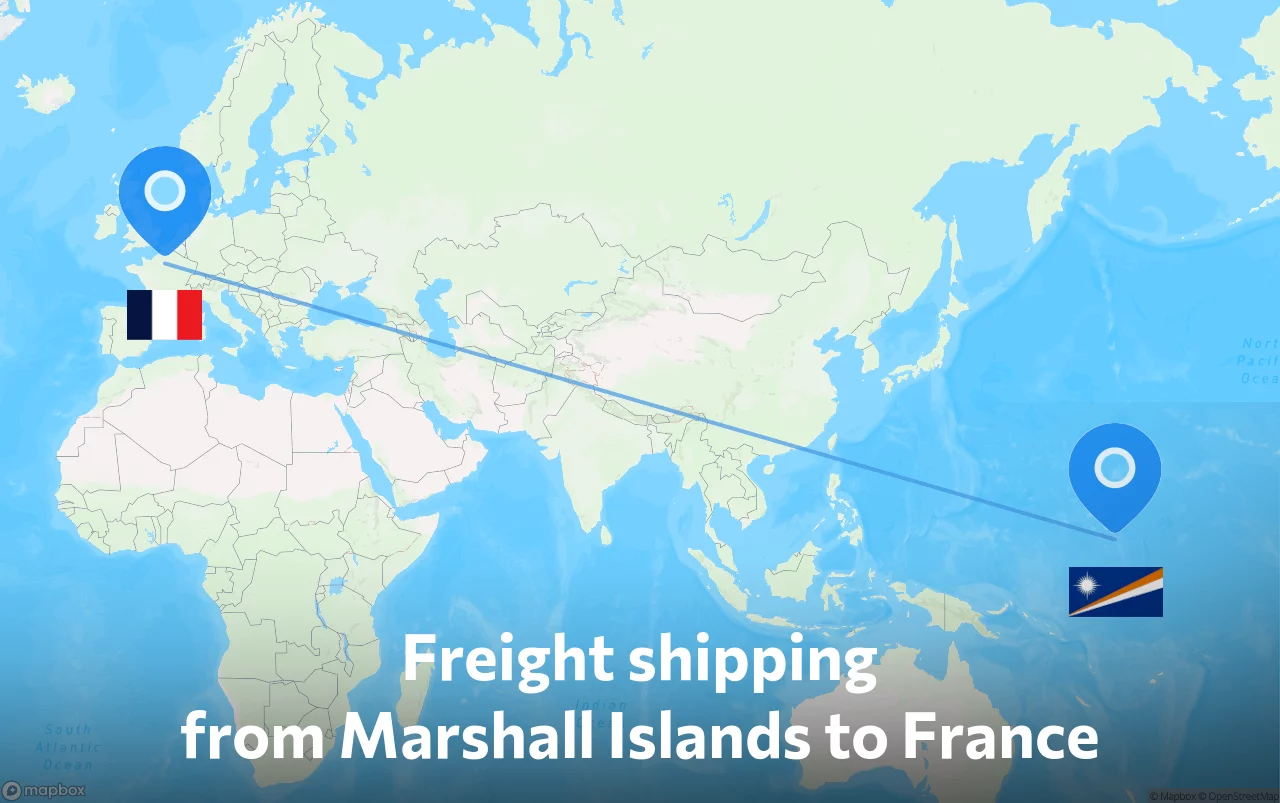Shipping route from Marshall Islands to France