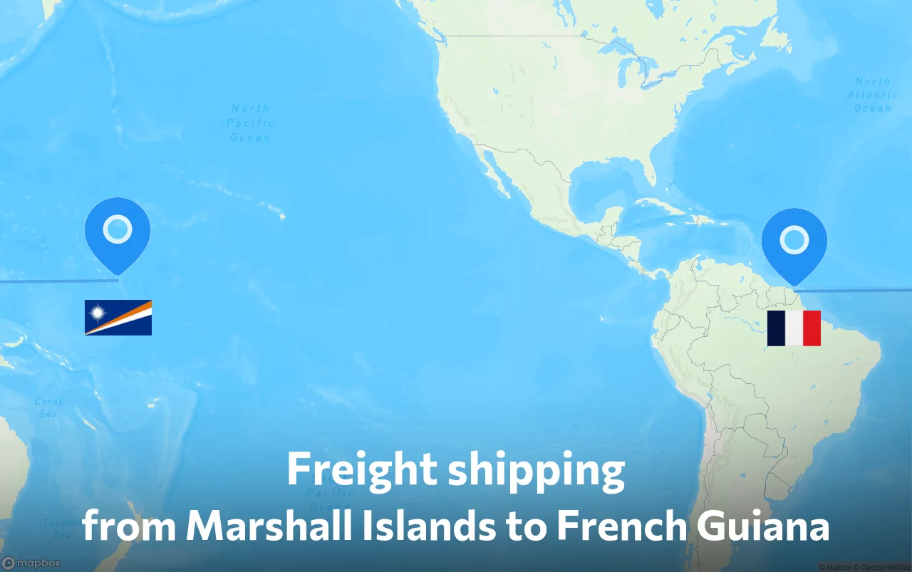Shipping route from Marshall Islands to French Guiana