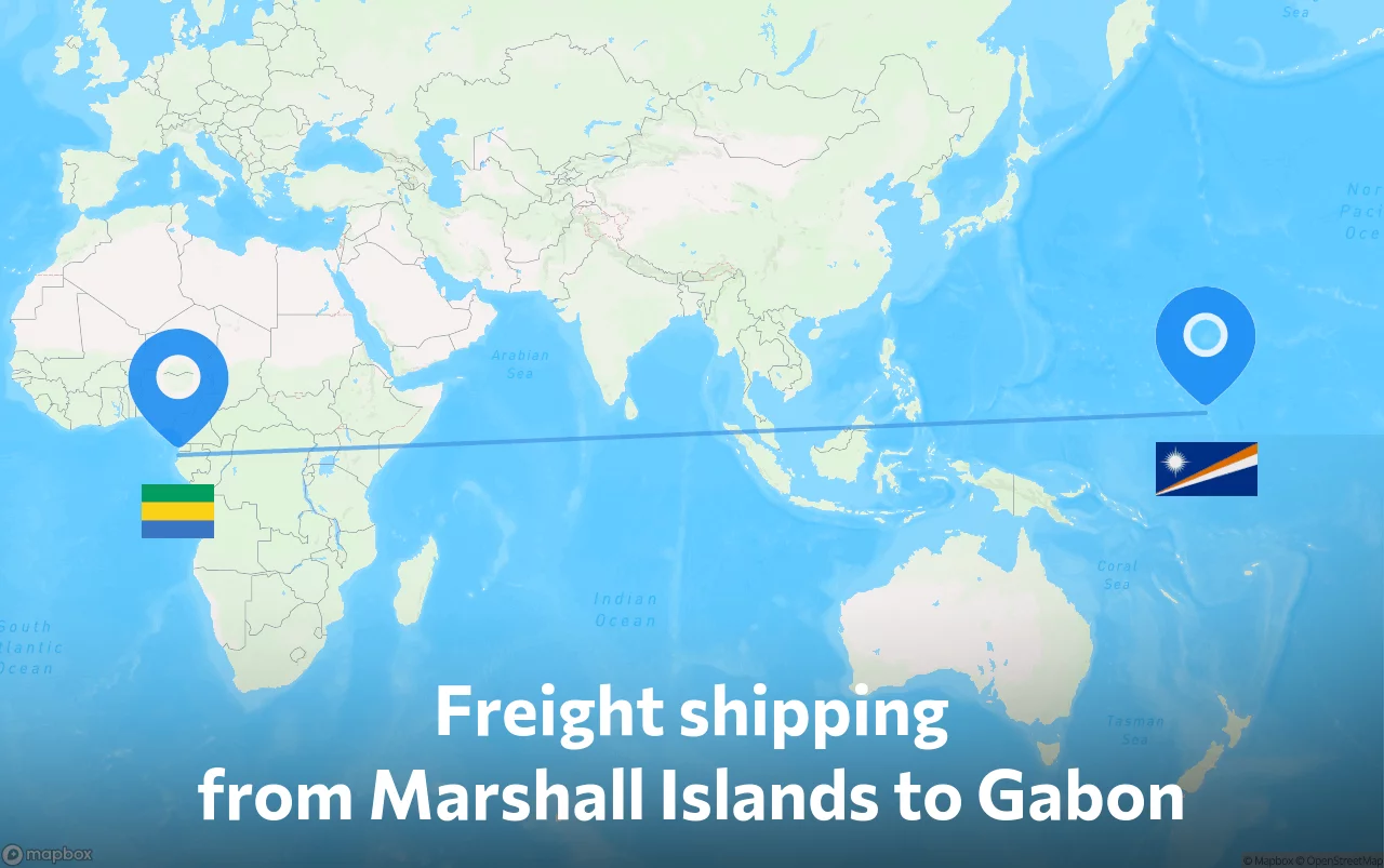 Shipping route from Marshall Islands to Gabon