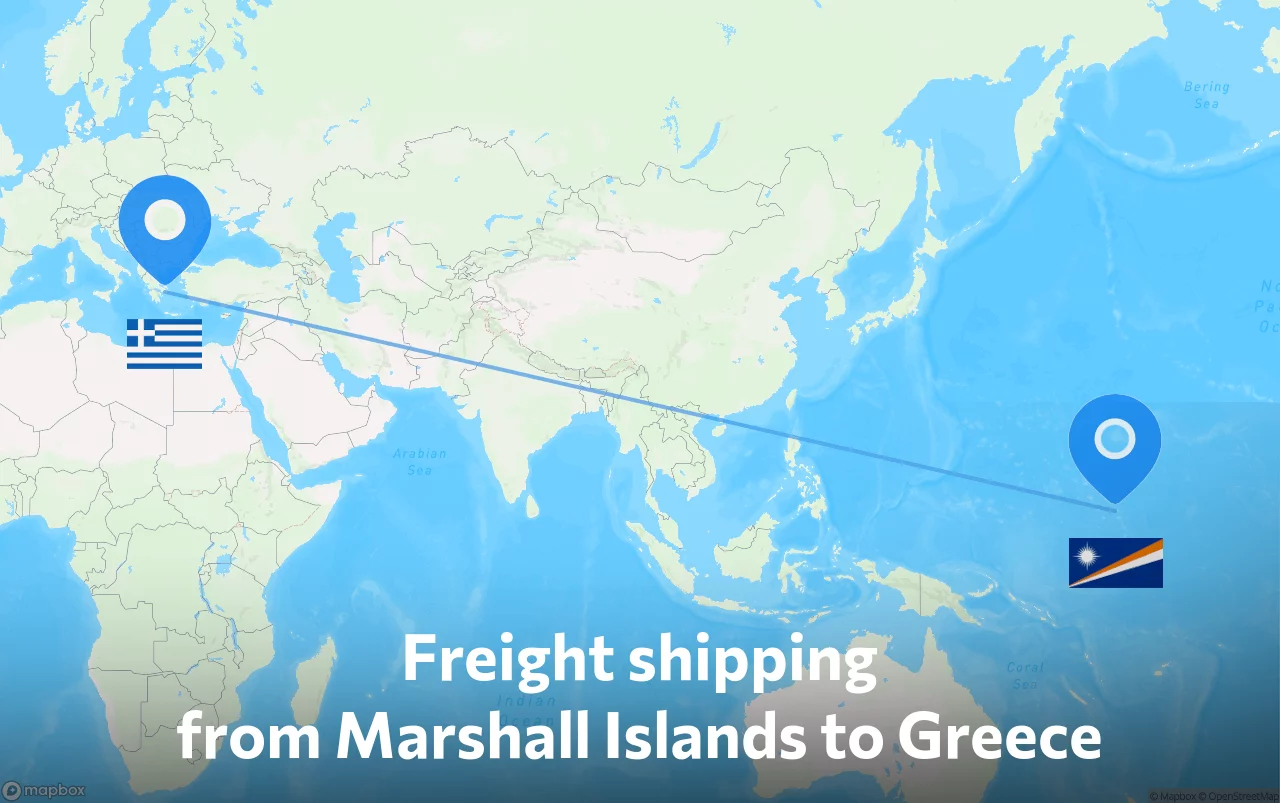 Shipping route from Marshall Islands to Greece