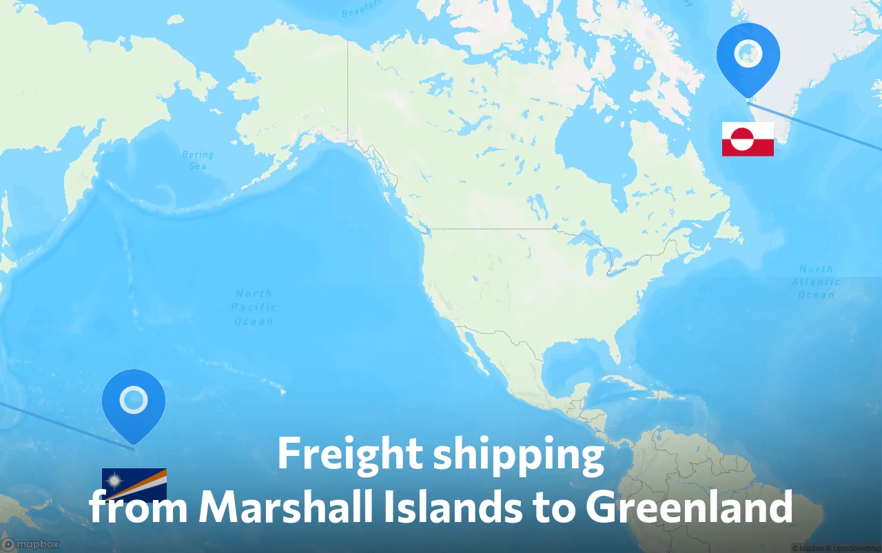 Shipping route from Marshall Islands to Greenland