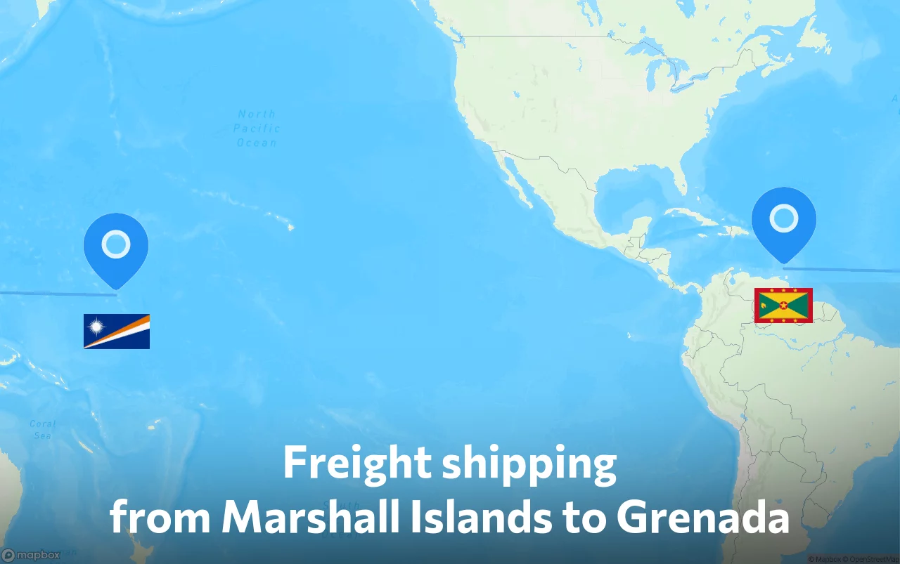 Shipping route from Marshall Islands to Grenada