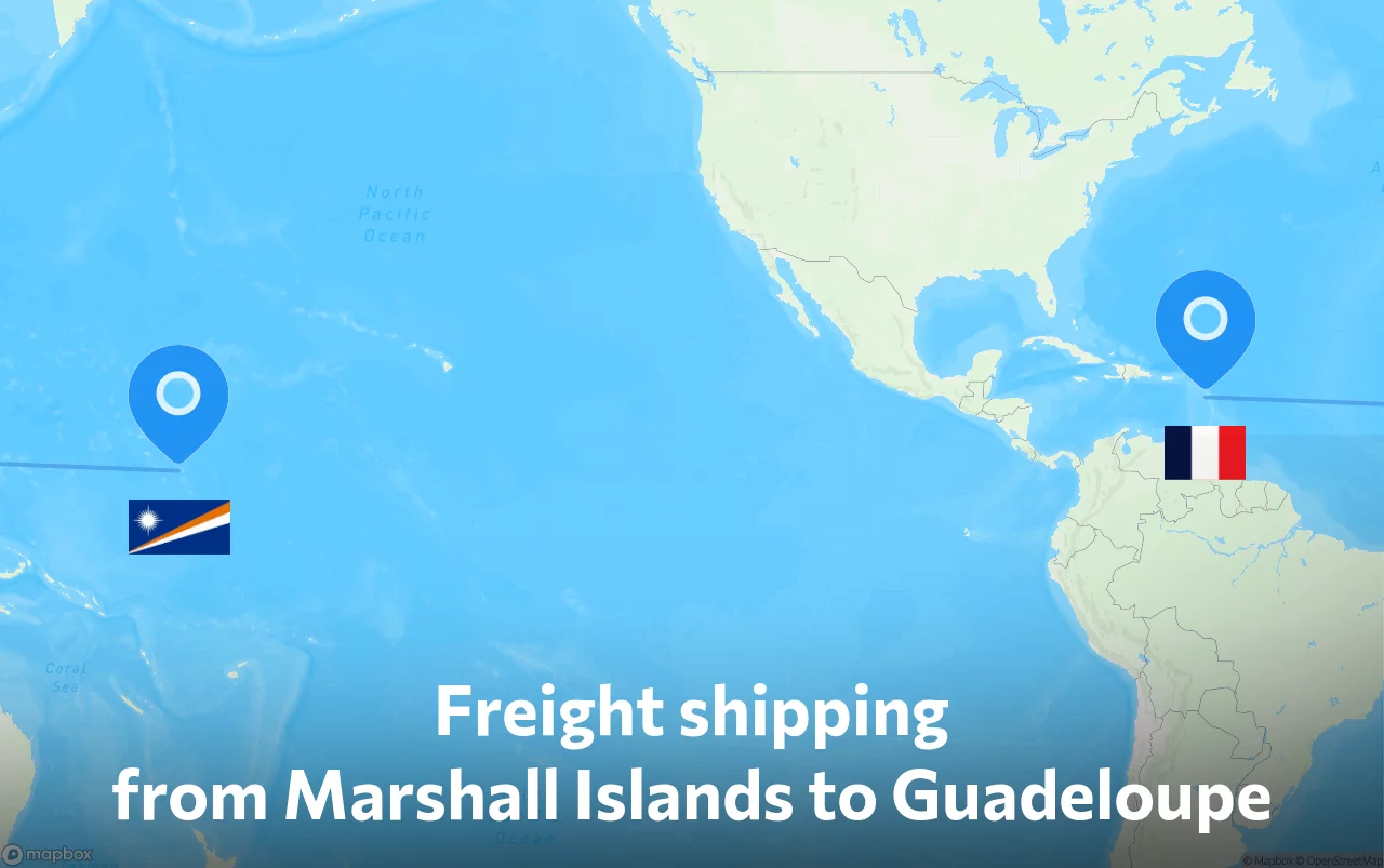 Shipping route from Marshall Islands to Guadeloupe