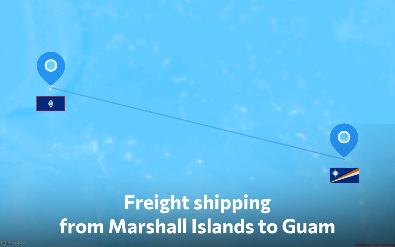 Shipping route from Marshall Islands to Guam