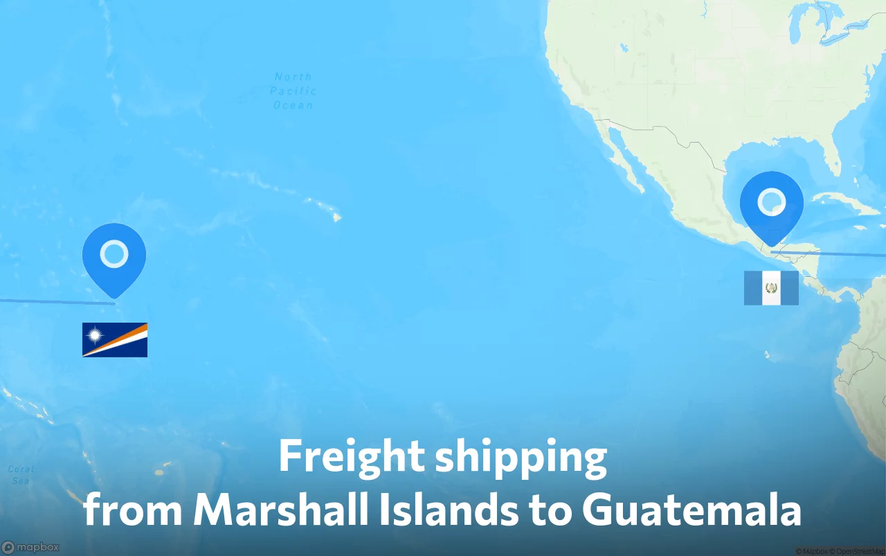 Shipping route from Marshall Islands to Guatemala